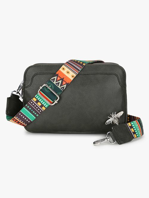 green leatherette regular sling bag - 20133475 - Standard Image - 0