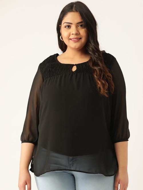 women's straight round neck top - 20133506 - Standard Image - 0