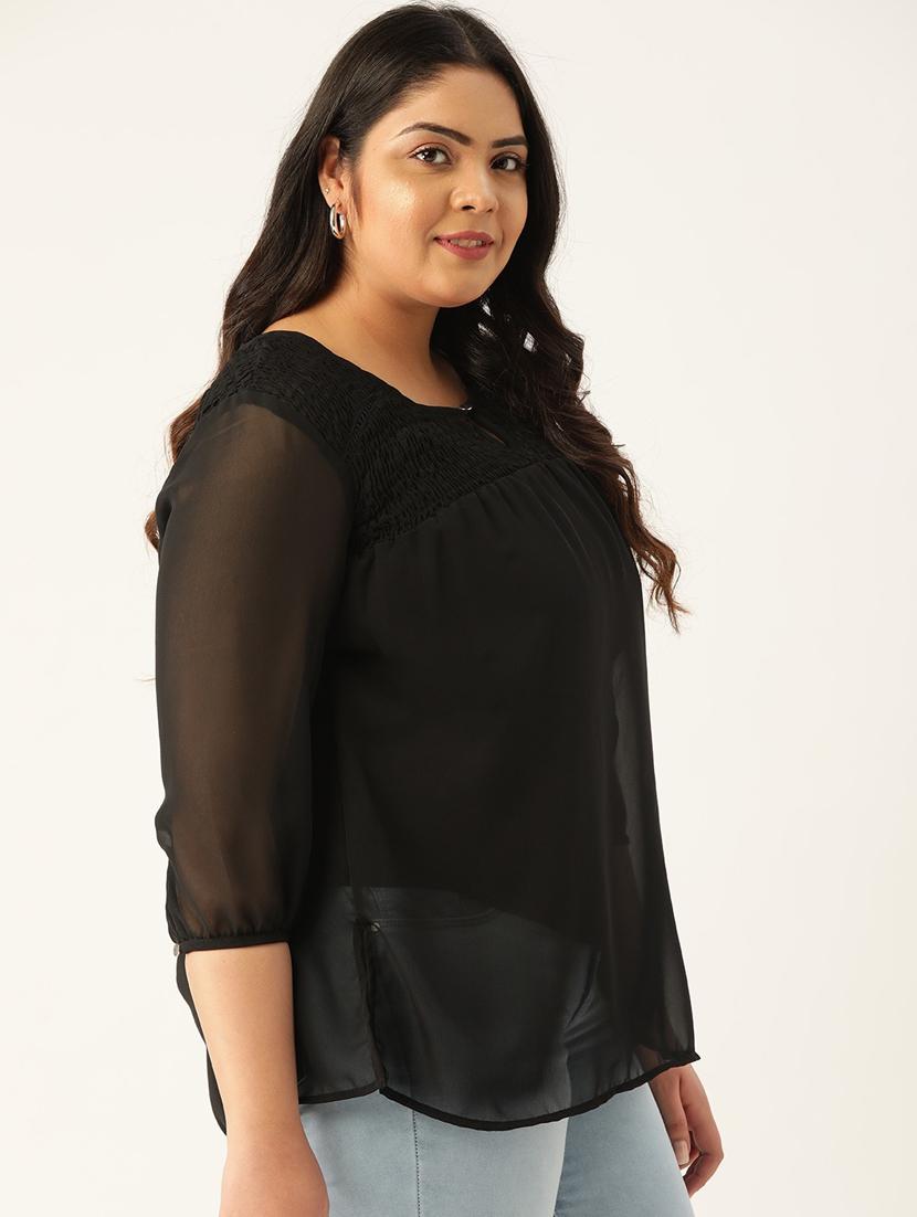 women's straight round neck top - 20133506 - Standard Image - 1