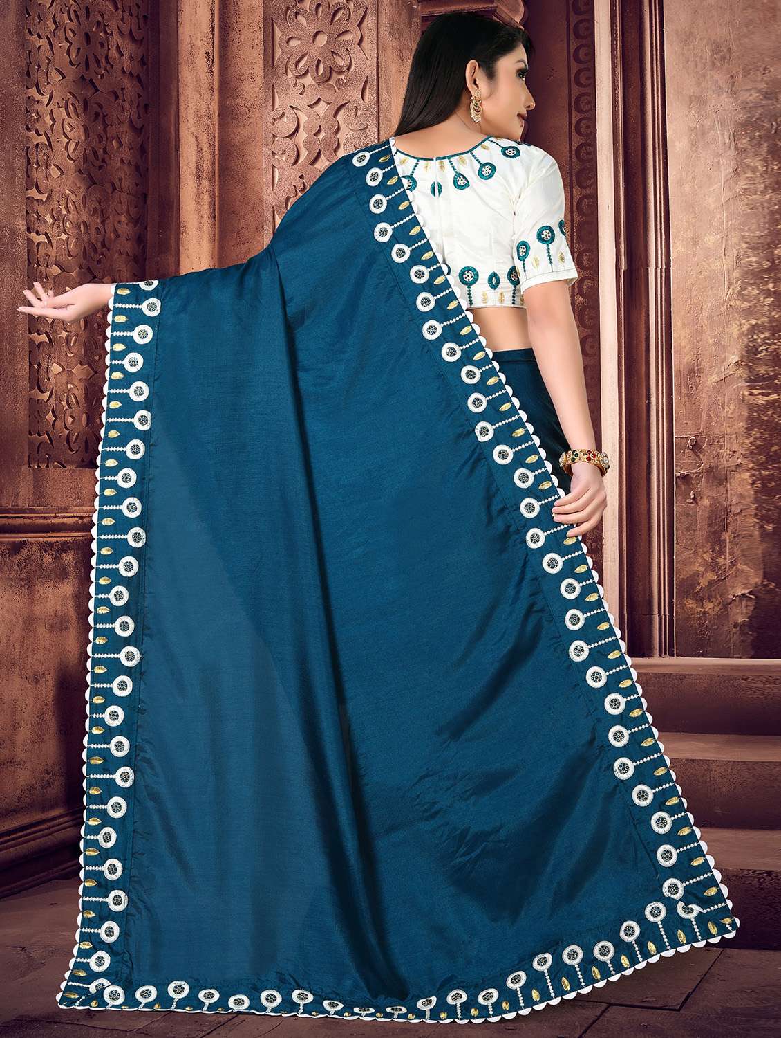 women's embroidered saree with blouse - 20133528 -  Standard Image - 1