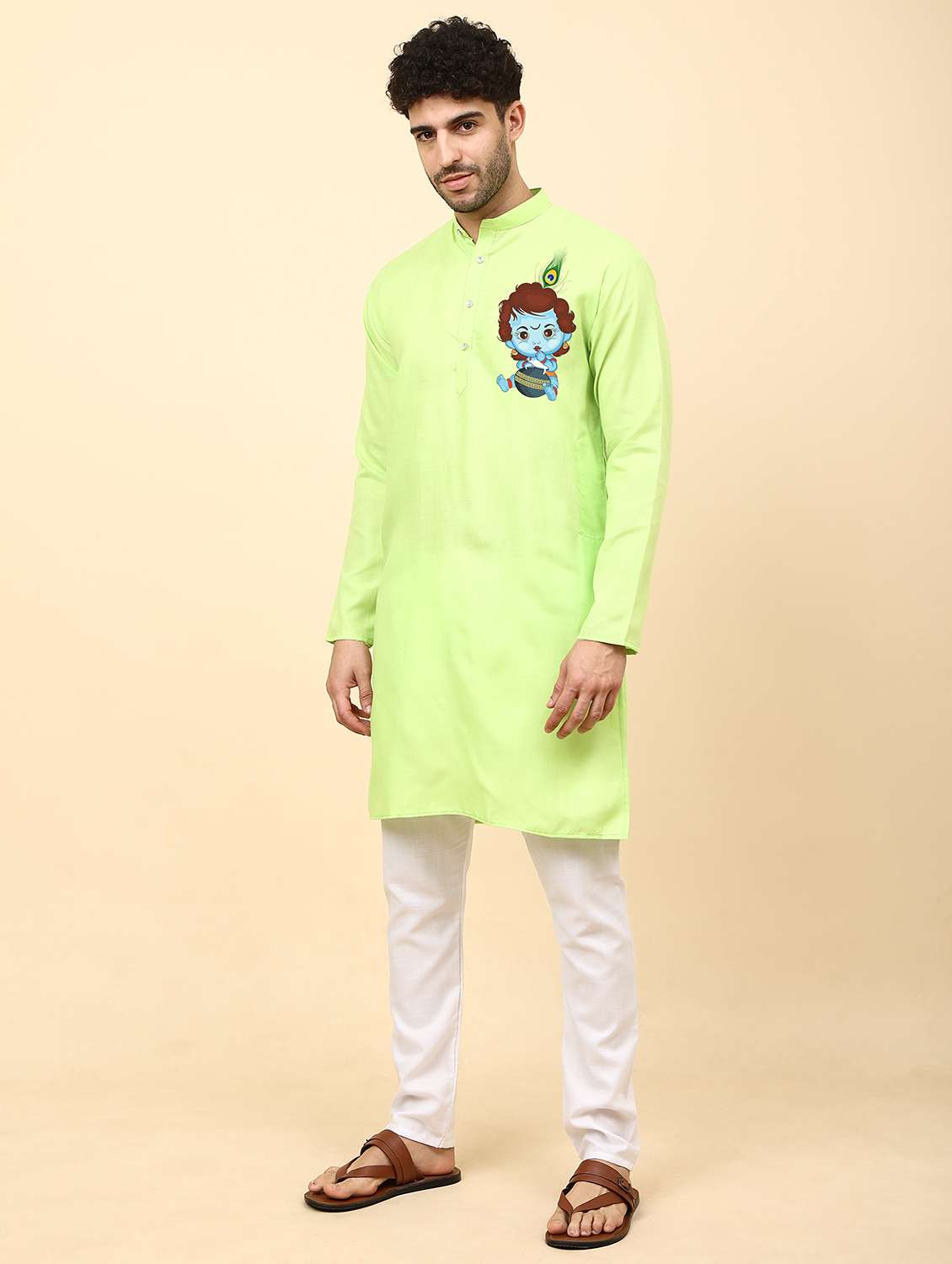 perrot cotton blend kurta pyjama ethnic wear set - 20133605 - Standard Image - 1