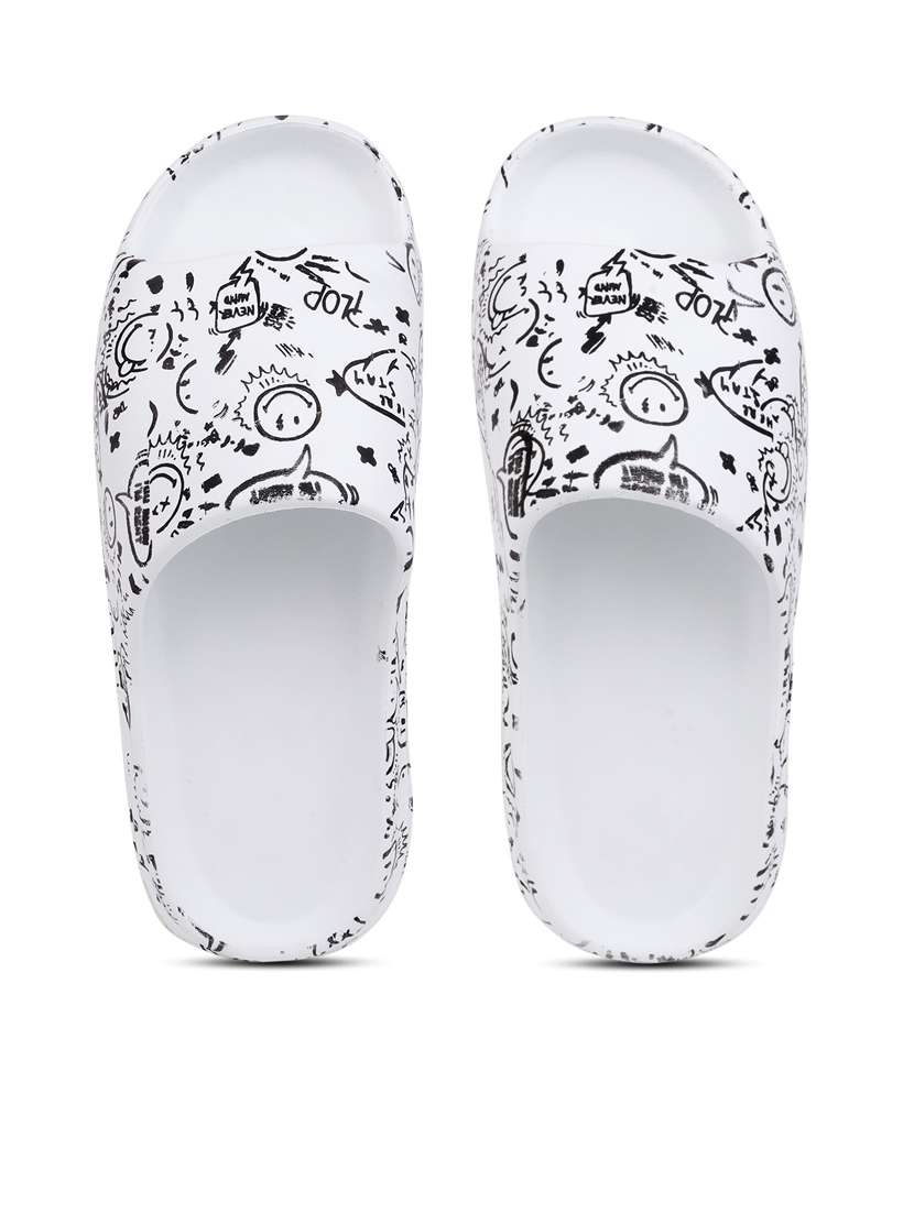 white rubber slip on flip flops - 20133614 - Standard Image - 4