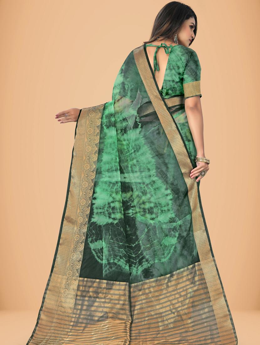 women's self design mint colored saree with blouse - 20133777 - Standard Image - 1