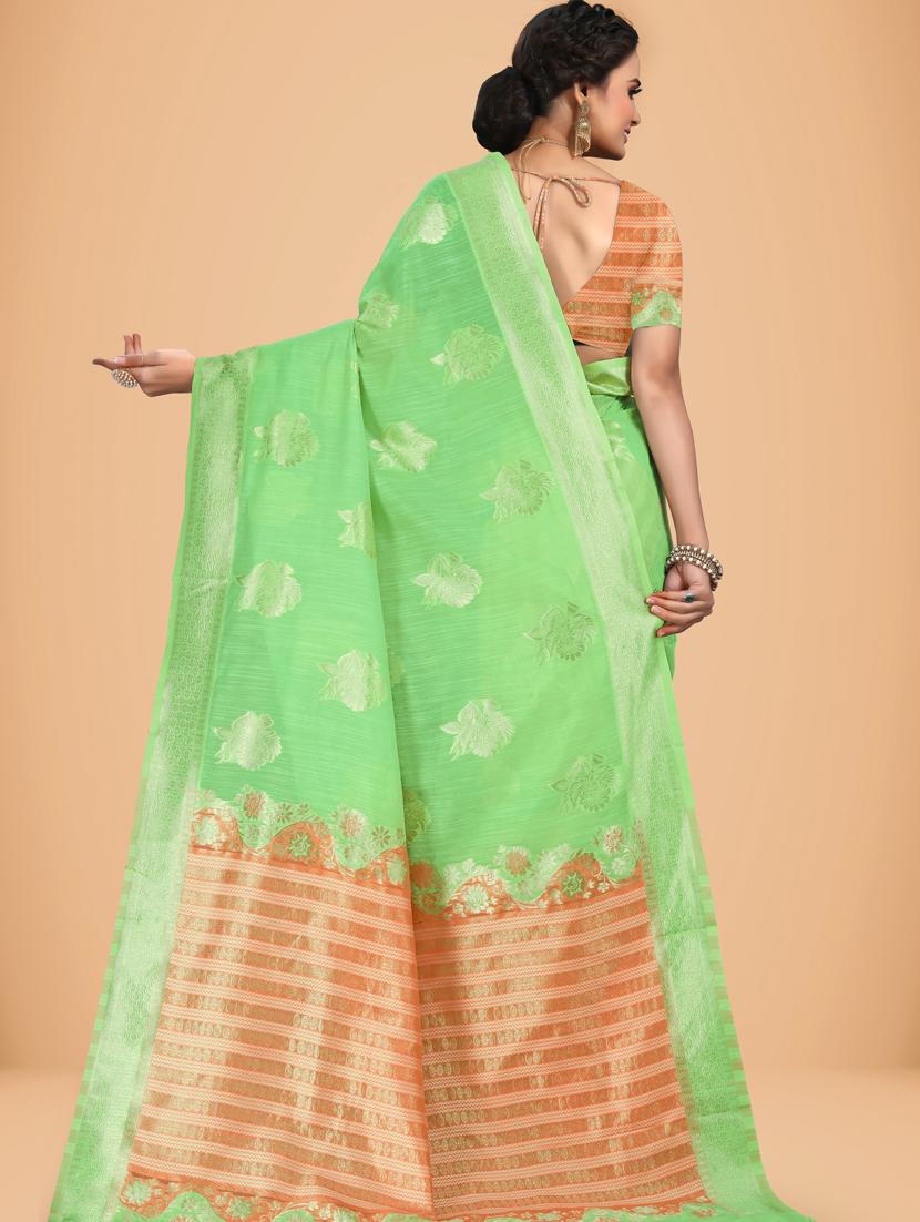 women's self design light green colored saree with blouse - 20133783 - Standard Image - 1