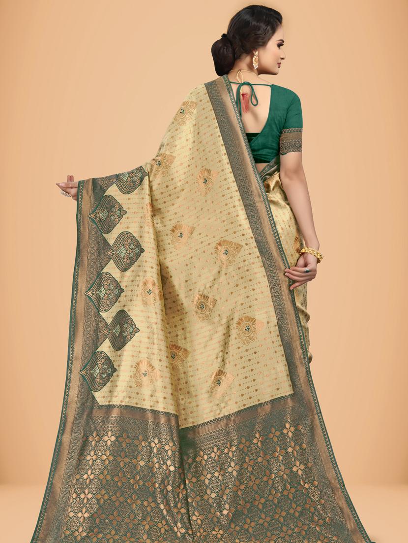 women's self design beige colored saree with blouse - 20133792 -  Standard Image - 1