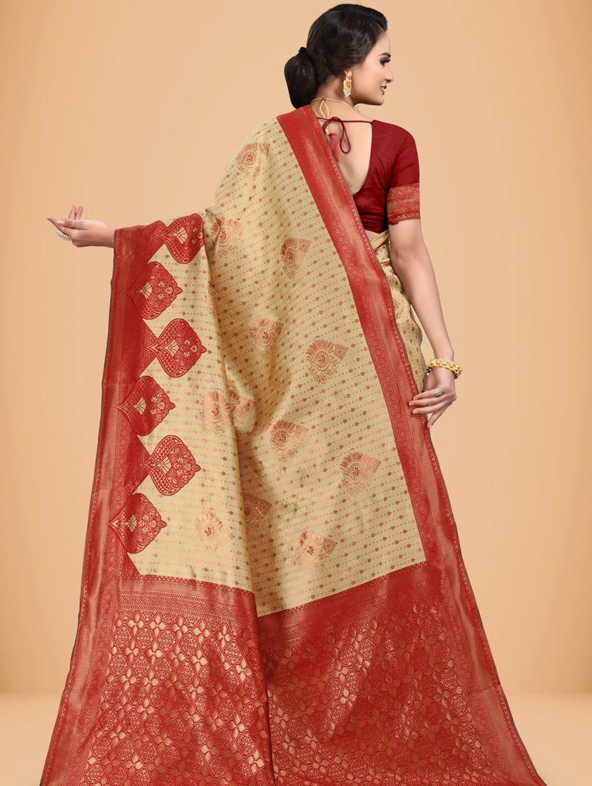 maroon silk blend mysore saree with blouse - 20133793 - Standard Image - 1