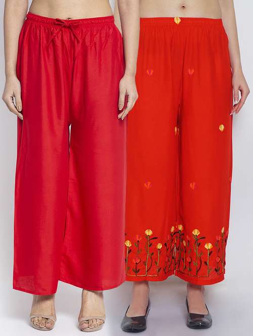 pack of 2 solid flared palazzo - 20135052 - Standard Image - 0