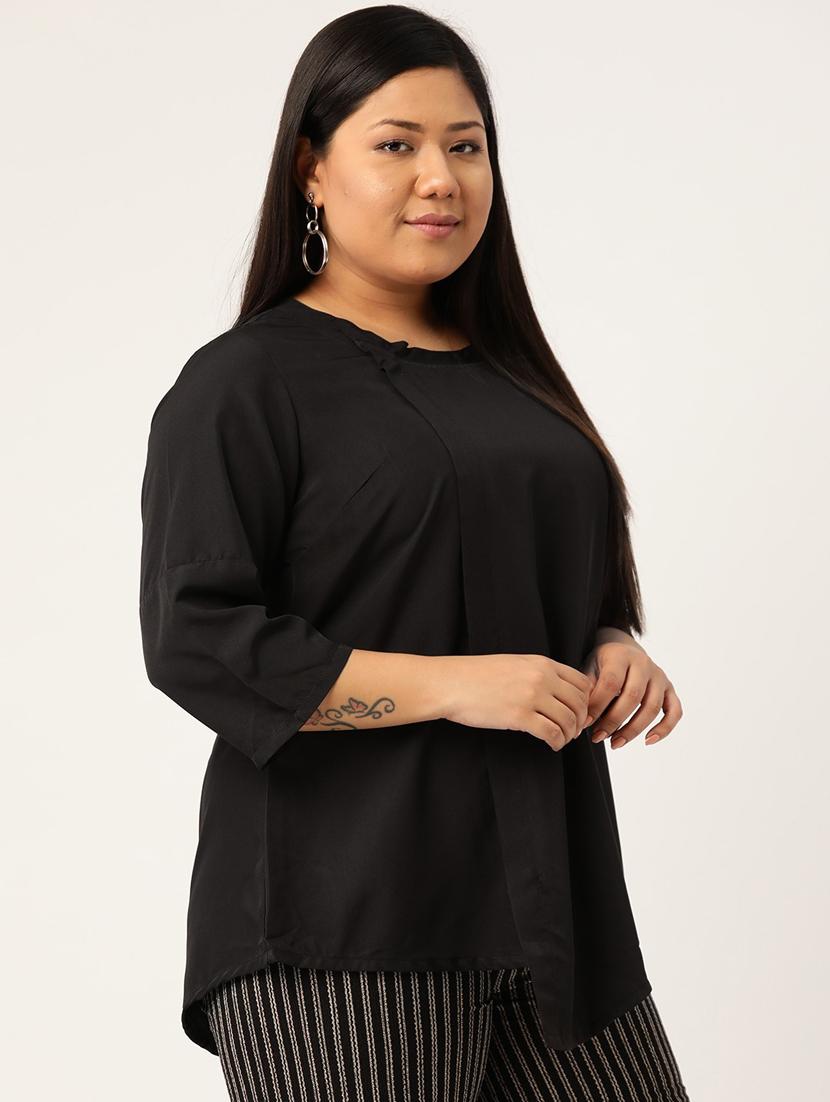 women's a line round neck top - 20135371 - Standard Image - 1