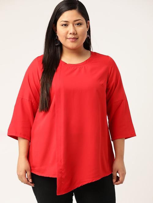 women's asymmetric round neck top - 20135374 -  Standard Image - 0
