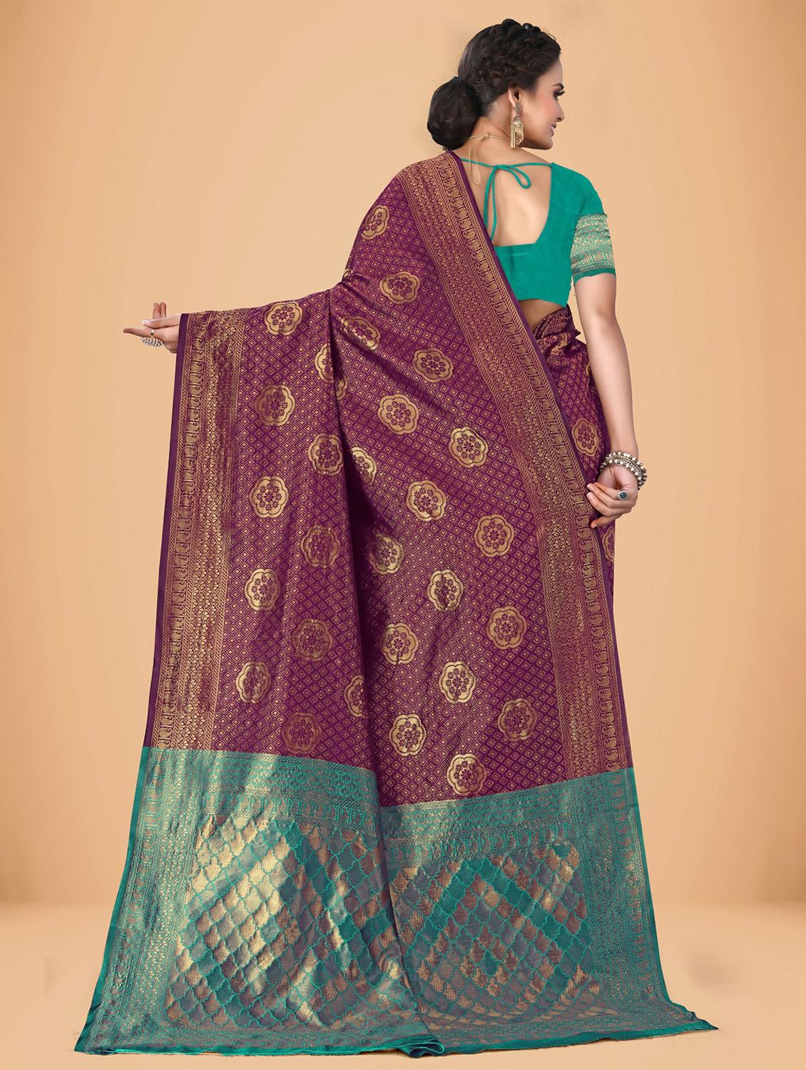 purple self design woven saree with blouse - 20135423 -  Standard Image - 1