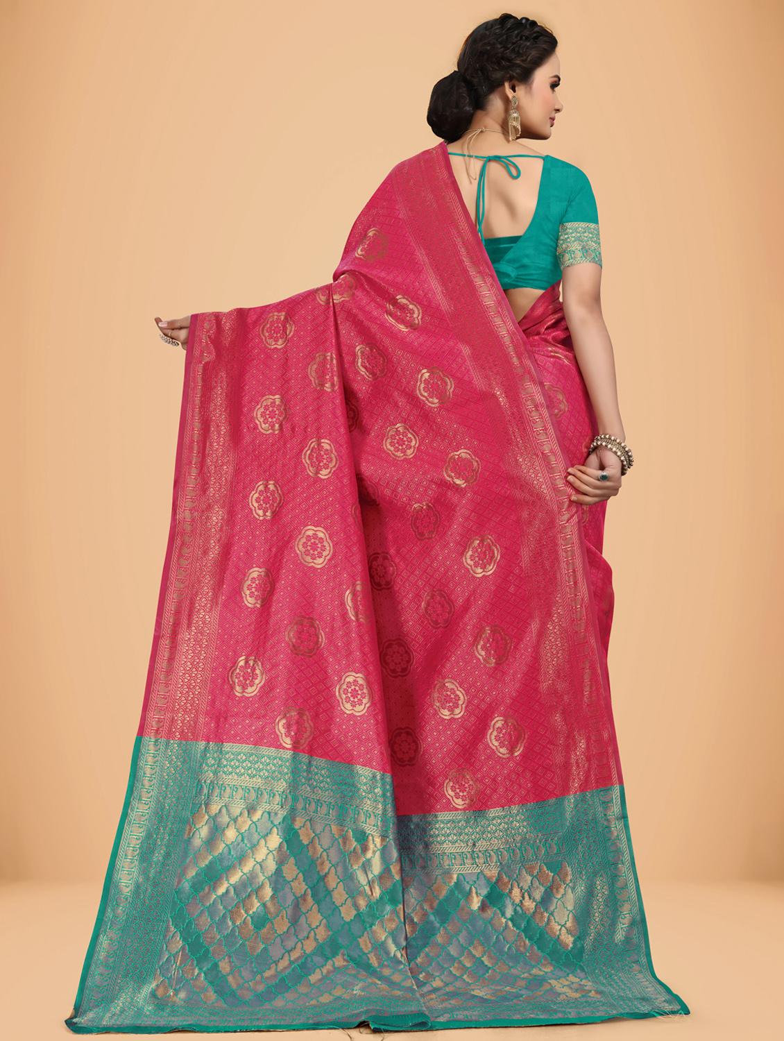 pink self design woven saree with blouse - 20135426 -  Standard Image - 1