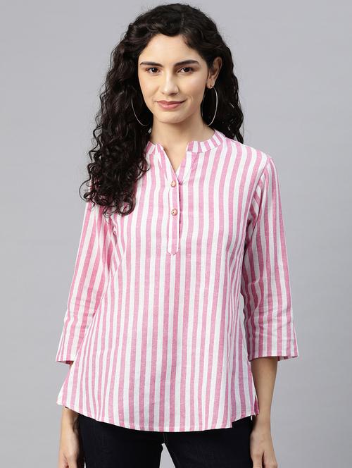 women's a line mandarin neck top - 20135569 -  Standard Image - 0