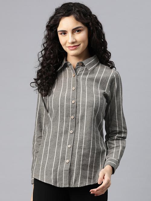 women's straight collared top - 20135573 - Standard Image - 0