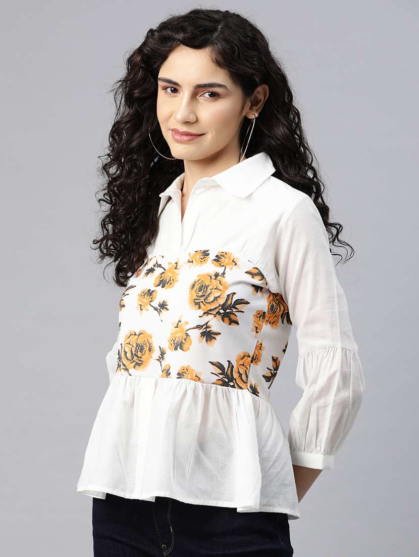 women's peplum collared top - 20135578 -  Standard Image - 1