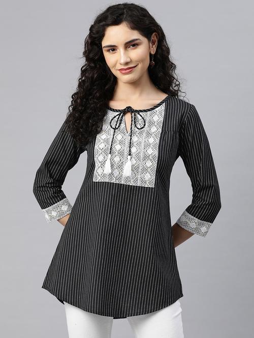women's a line tie-up neck top - 20135580 - Standard Image - 0