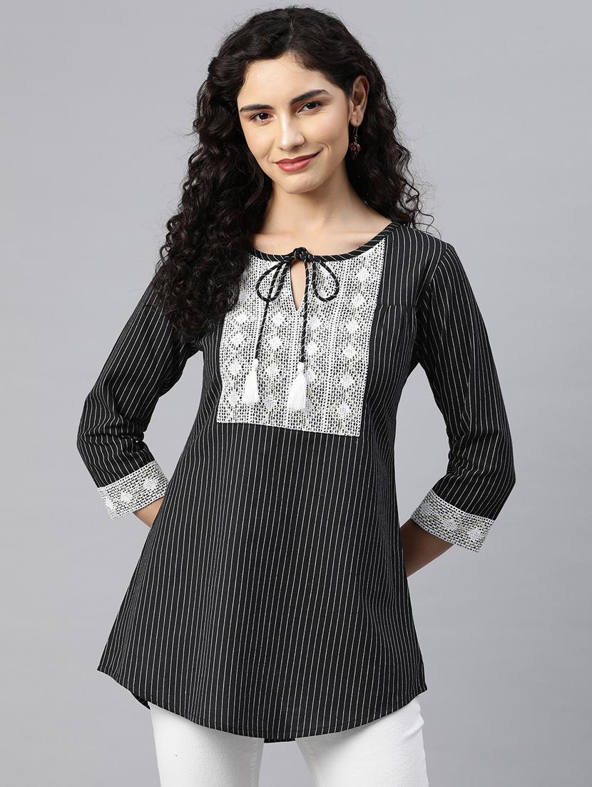 women's a line tie-up neck top - 20135580 - Zoom Image - 0