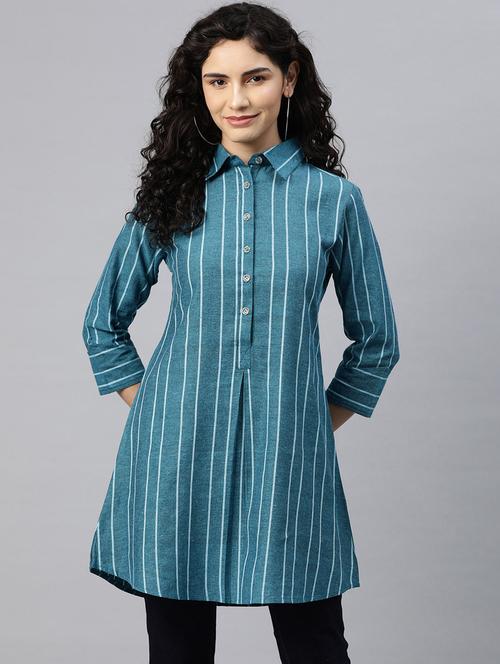 women three quarter sleeve a-line kurti - 20135585 -  Standard Image - 0