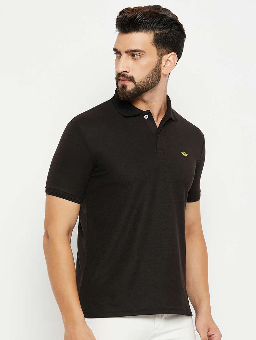 men solid short sleeve slim fit polo t-shirt