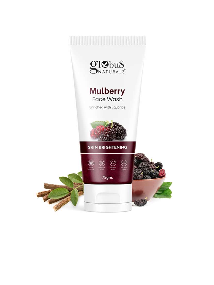 globus naturals mulberry fairness face wash for even skin tone, 75 gm