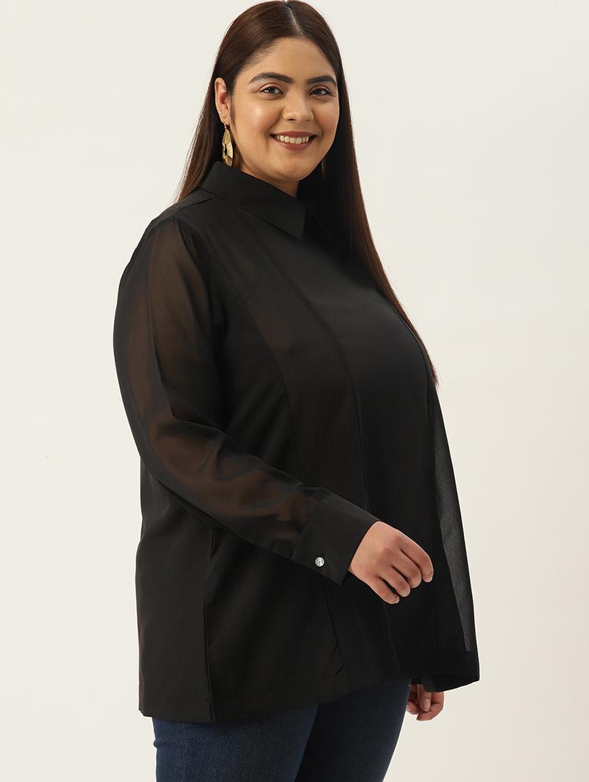 women's straight collared top - 20136719 - Standard Image - 1
