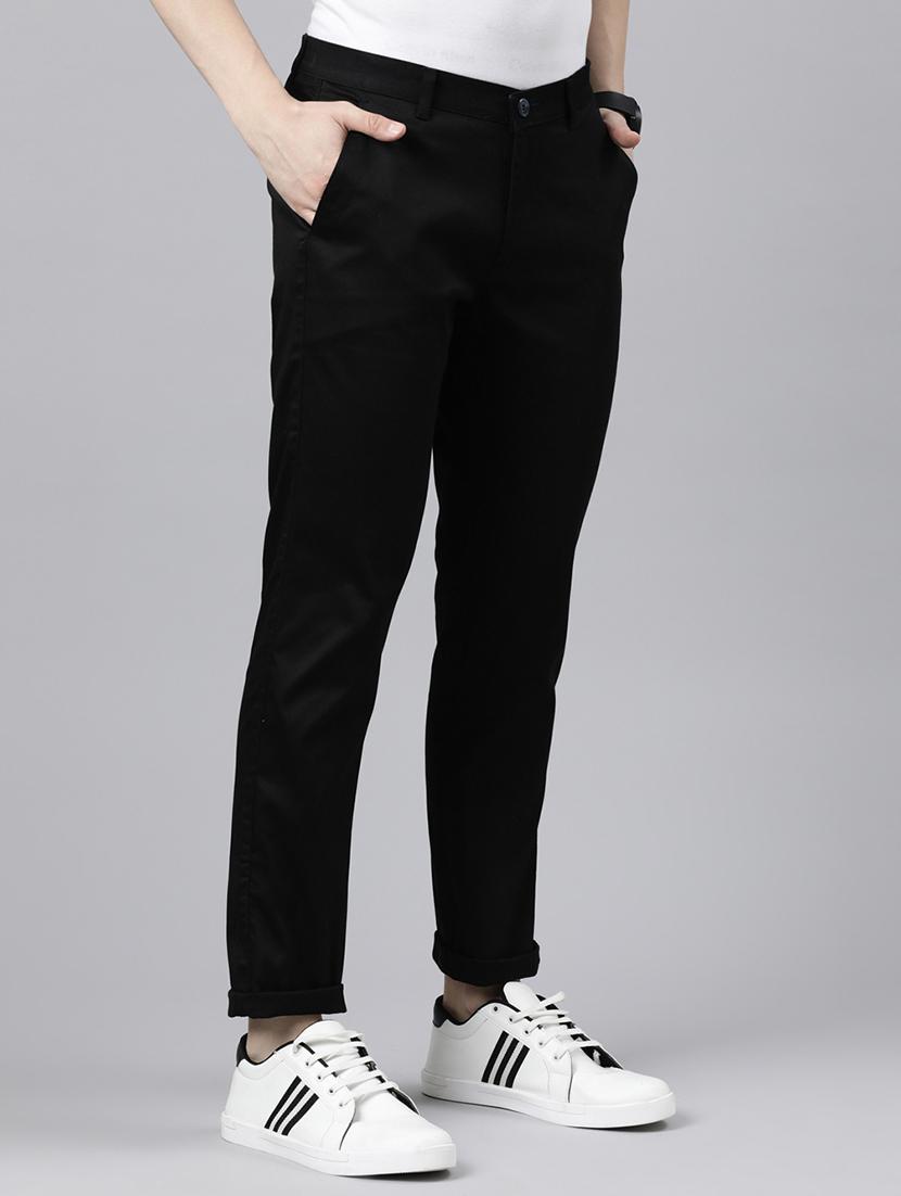 black solid chinos casual trouser - 20136831 - Standard Image - 1