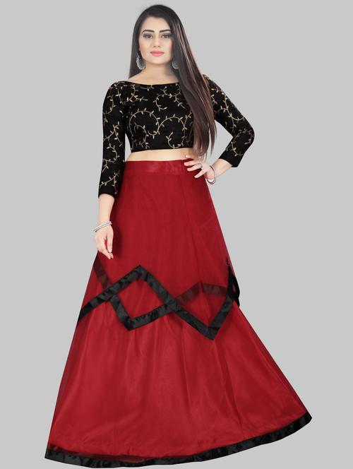 women red flared lehenga - 20136923 - Standard Image - 0