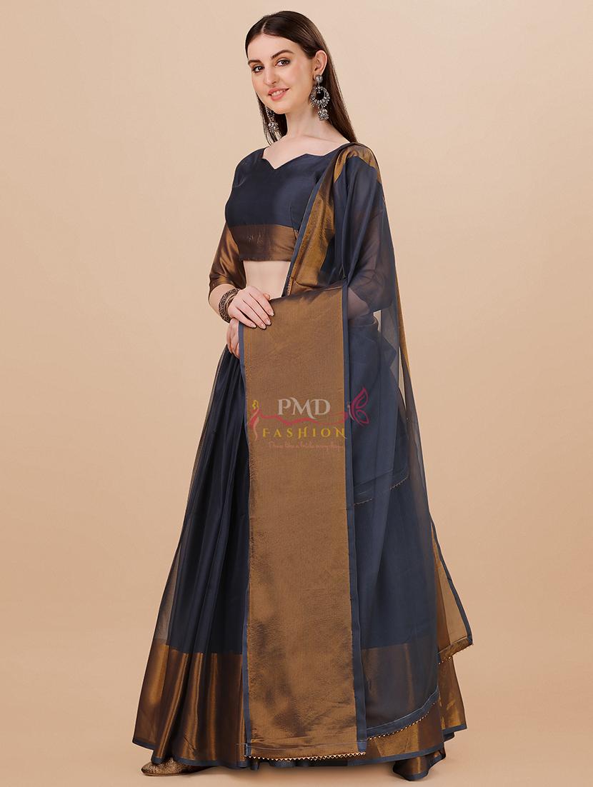 women grey flared lehenga - 20136938 - Standard Image - 1