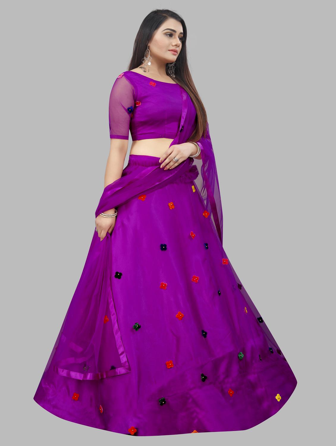 women purple flared lehenga - 20136967 - Standard Image - 1