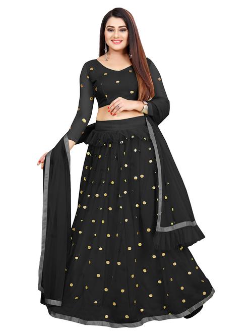 women black flared lehenga - 20136983 - Standard Image - 0