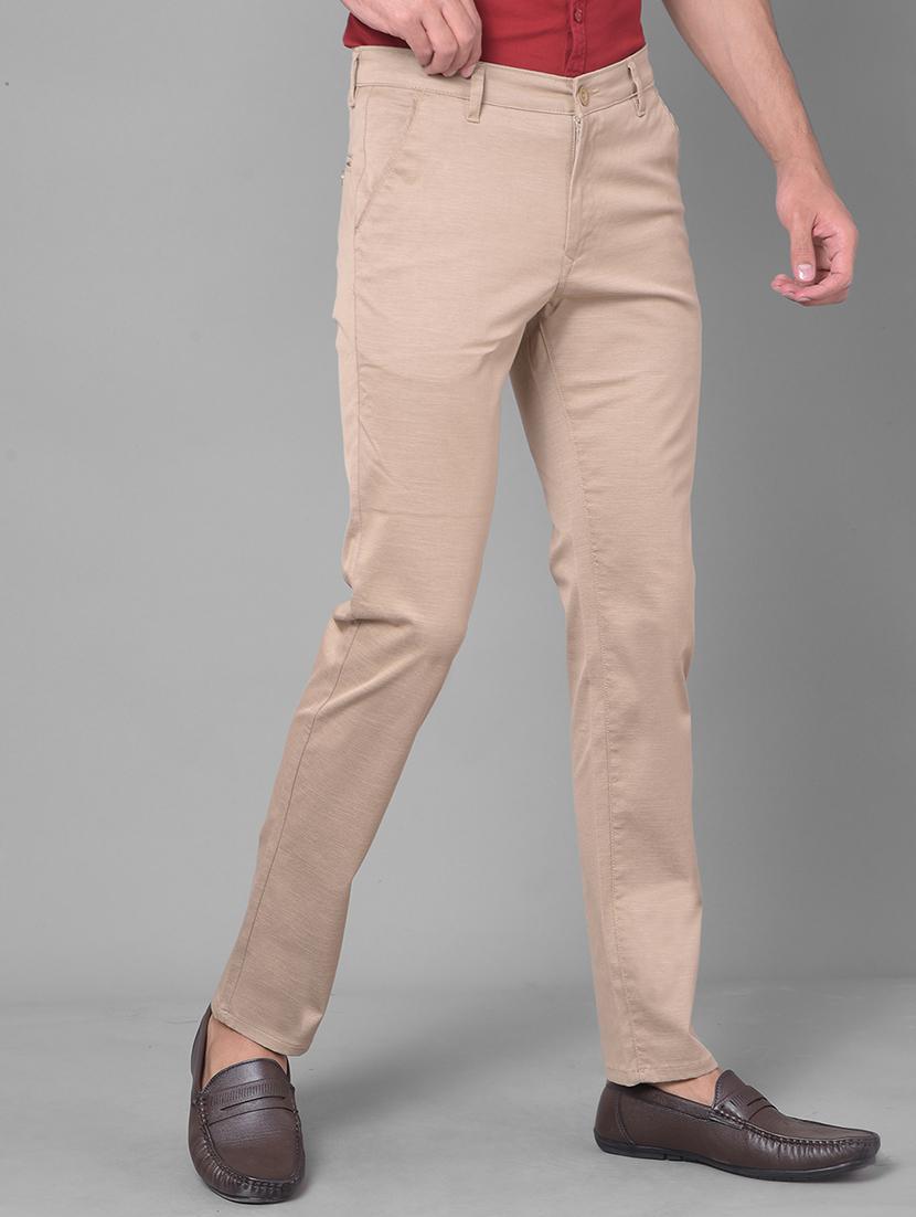 khaki solid chinos casual trouser - 20137390 -  Standard Image - 1