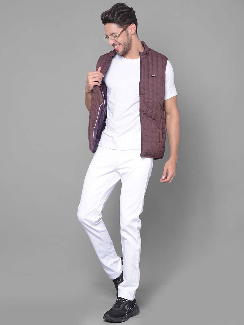 men solid sleeveless quilted jacket - 20137413 -  Standard Image - 4