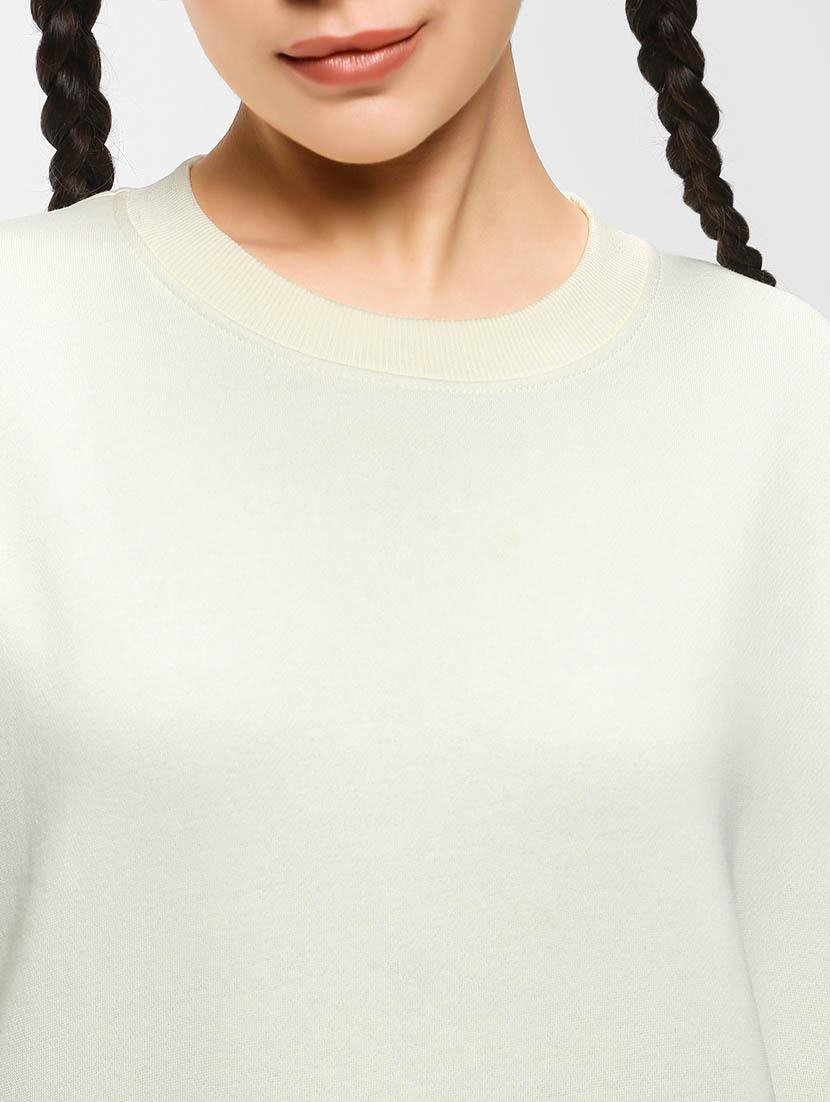 white solid round neck sweatshirt - 20145857 - Standard Image - 4