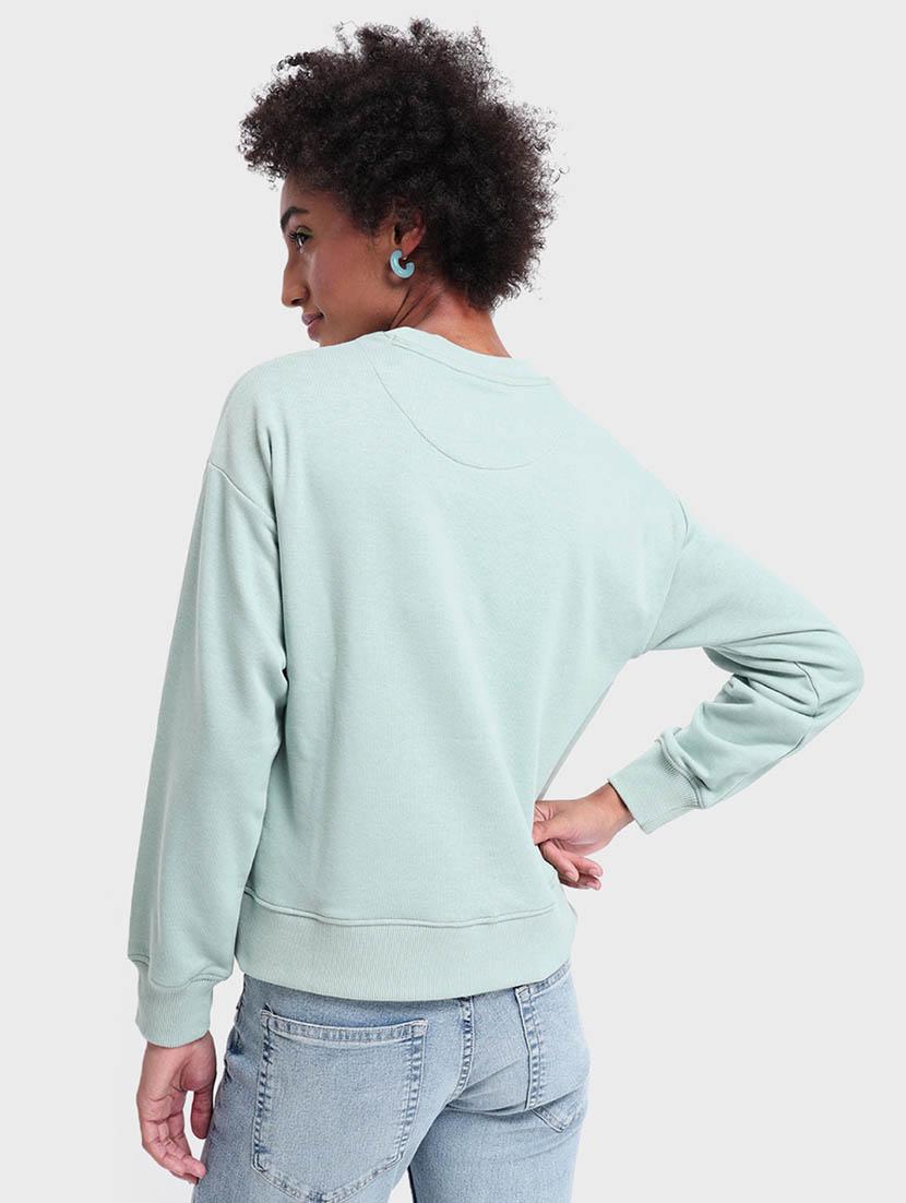 light blue solid round neck sweatshirt - 20145868 - Standard Image - 1