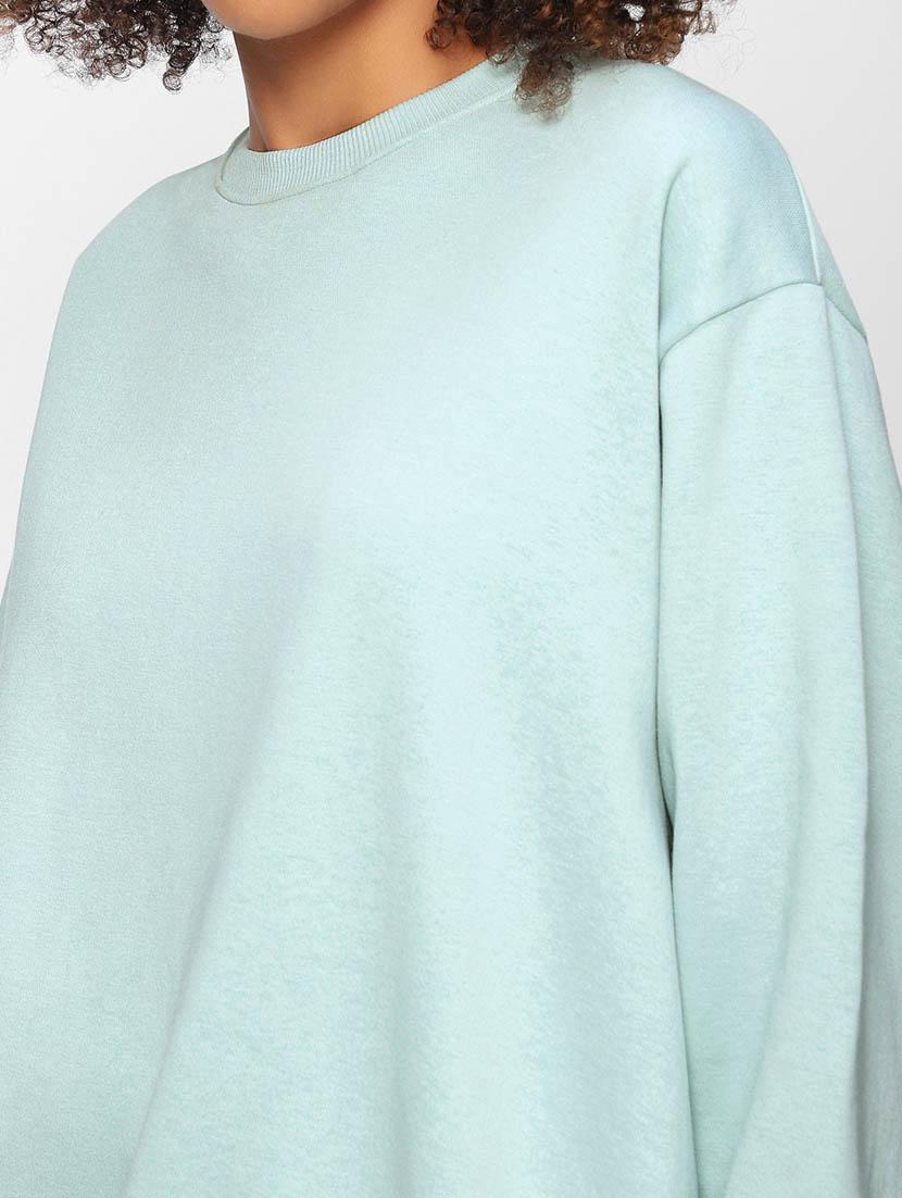 light blue solid round neck sweatshirt - 20145869 - Standard Image - 4