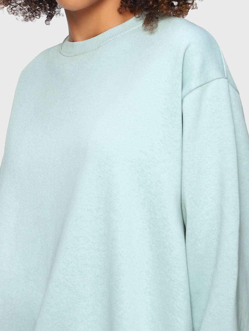 light blue solid round neck sweatshirt - 20145879 - Standard Image - 4