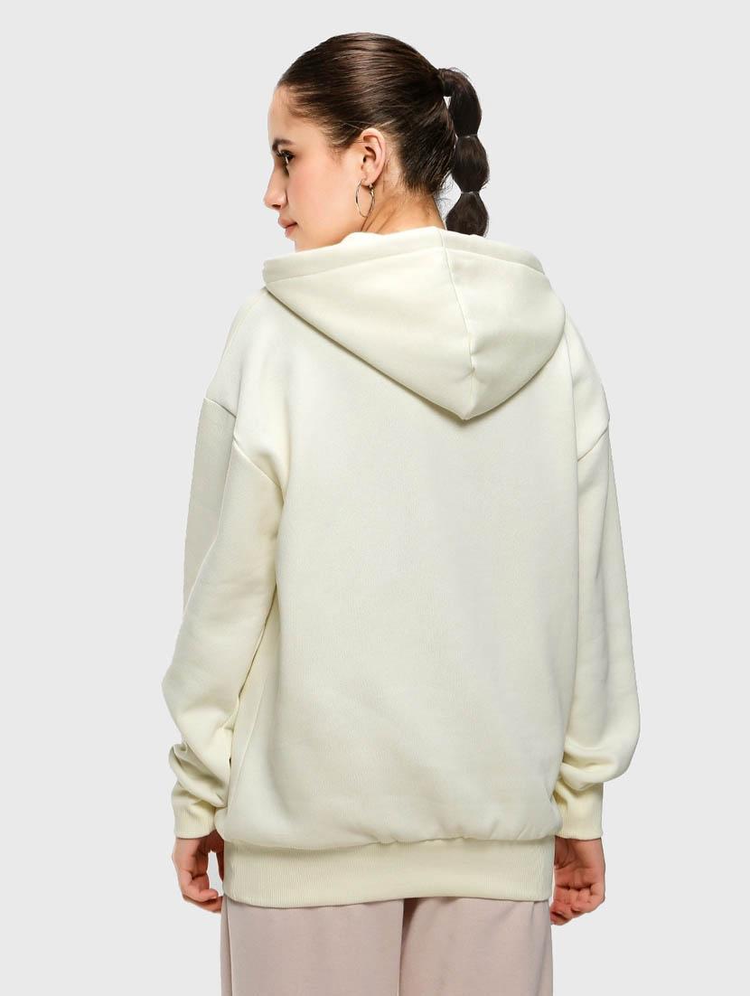 off white solid long sleeve hooded sweatshirt - 20145903 - Standard Image - 1