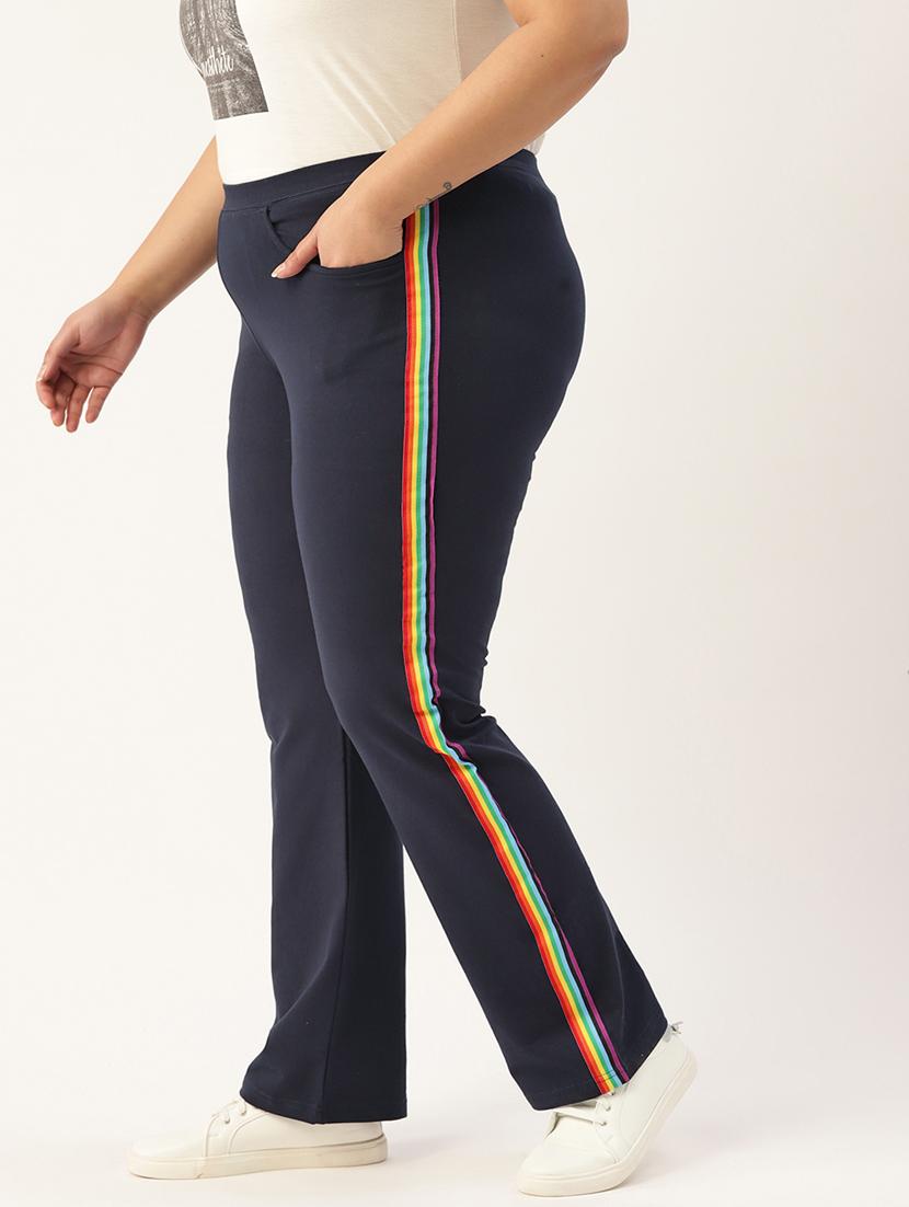 navy blue side striped full length trouser - 20148610 -  Standard Image - 1