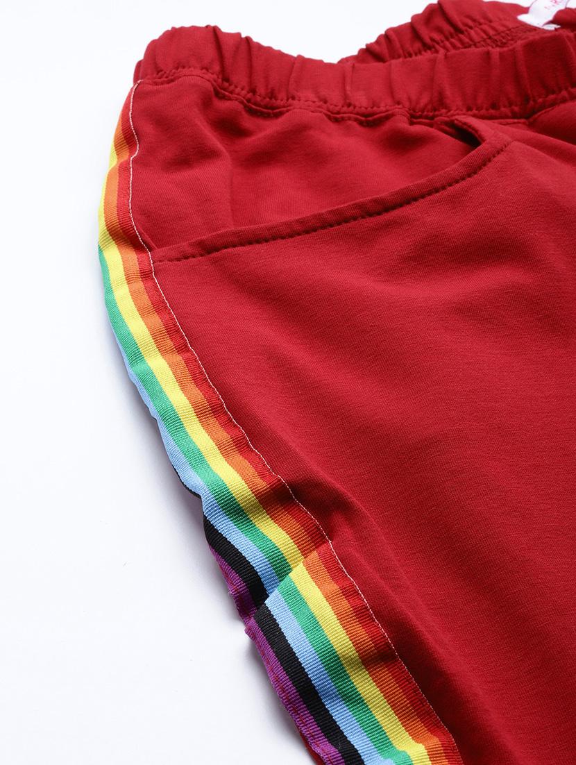 plus size red side striped full length trouser - 20148614 - Standard Image - 4