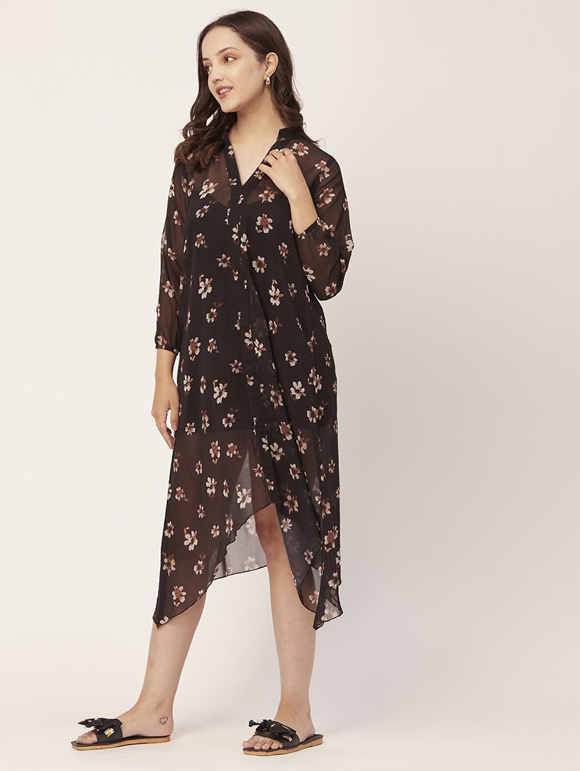 women's asymmetric floral dress - 20148624 -  Standard Image - 1
