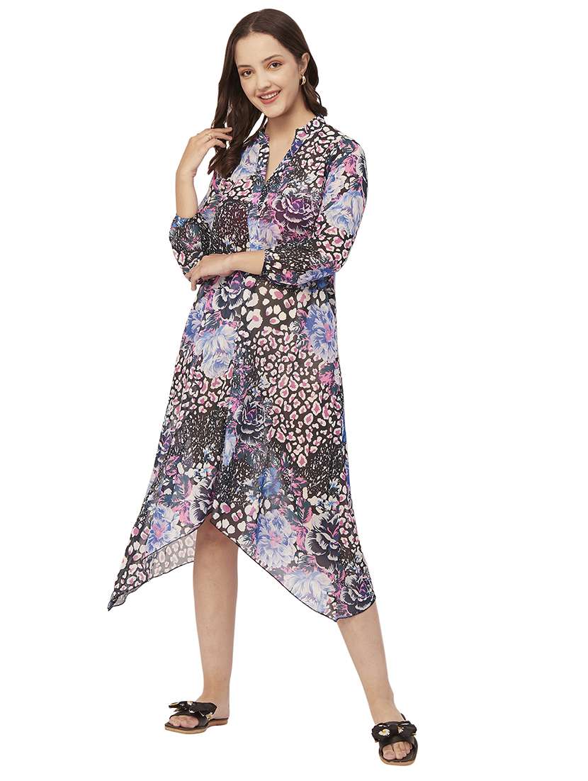 women's asymmetric floral dress