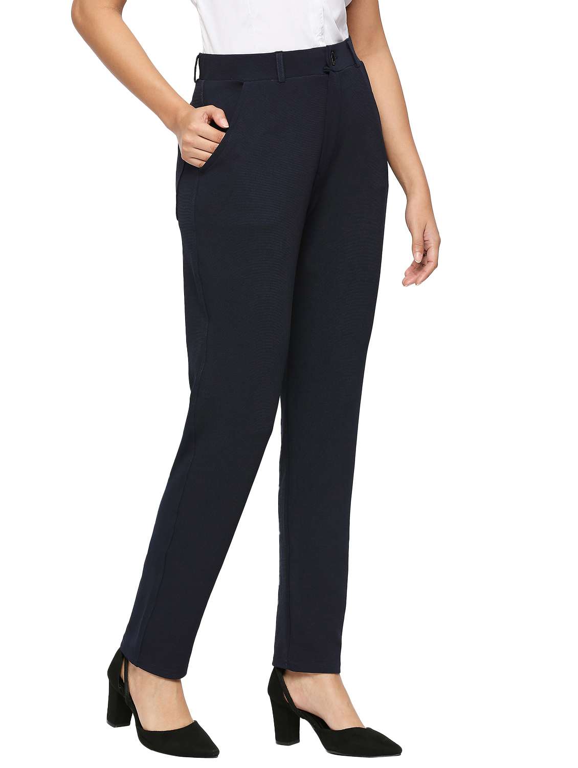 solid flat front slim fit trouser  - 20148642 -  Standard Image - 1