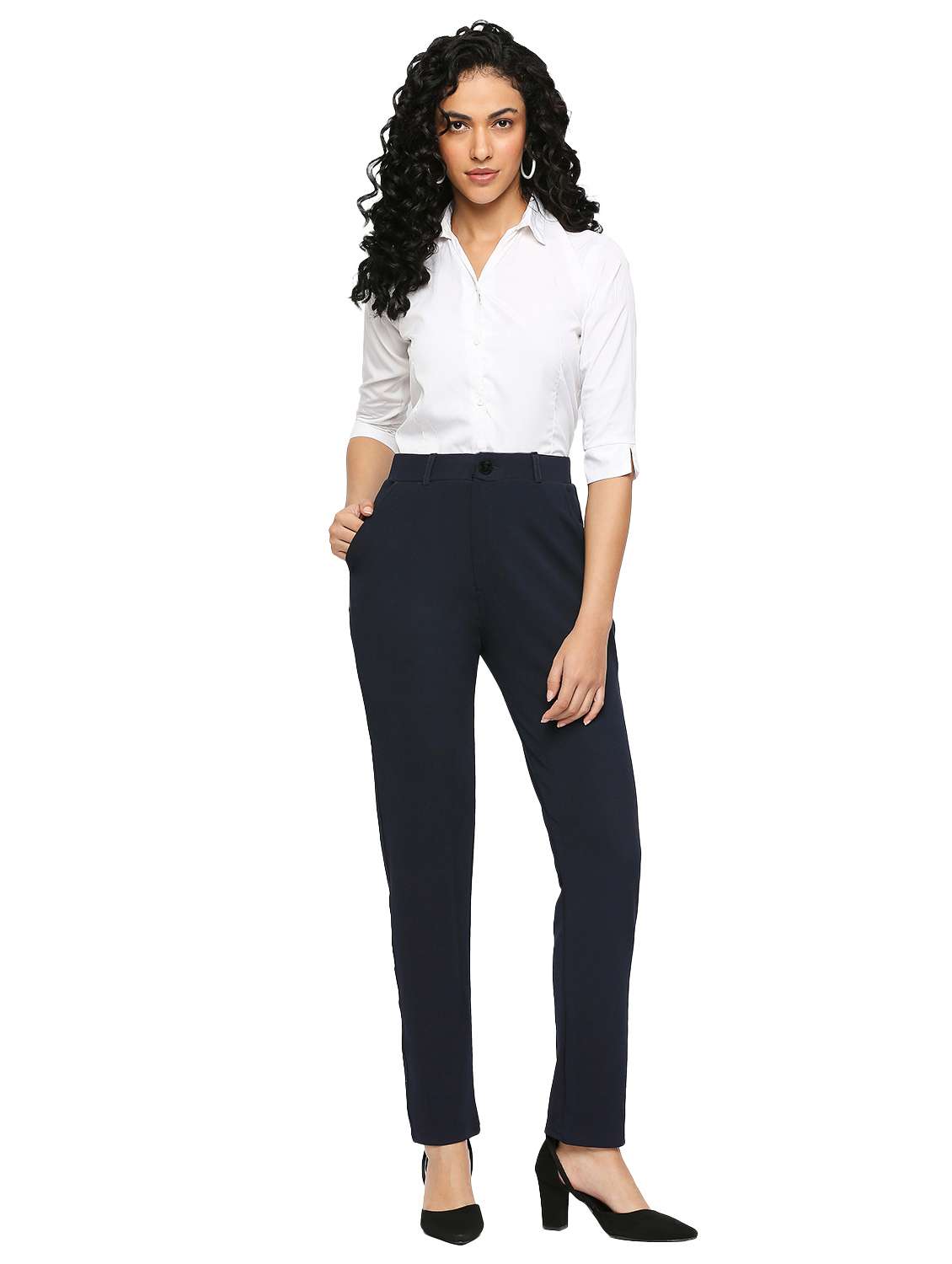 solid flat front slim fit trouser  - 20148642 -  Standard Image - 4