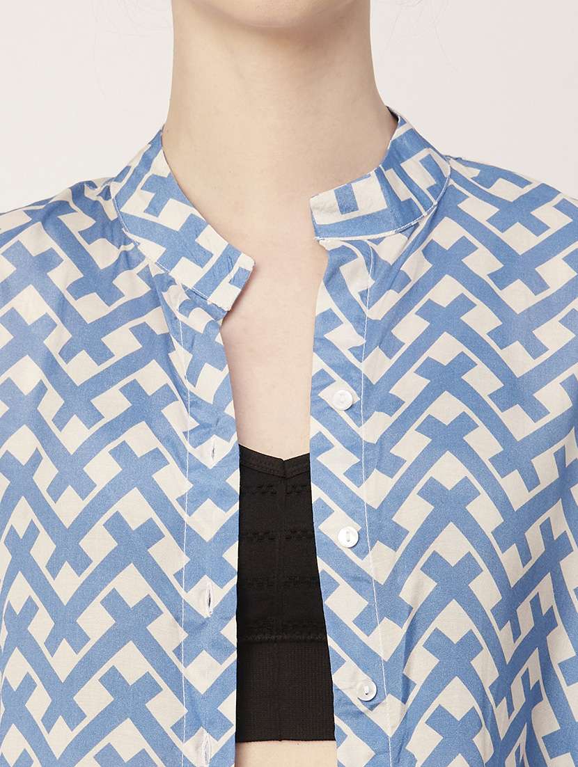 blue bell sleeves printed shirt - 20148975 -  Standard Image - 4