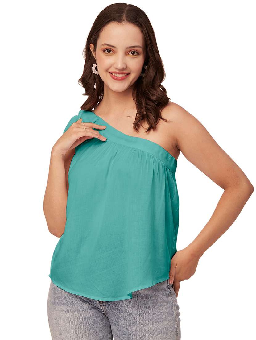 women's straight single shoulder top