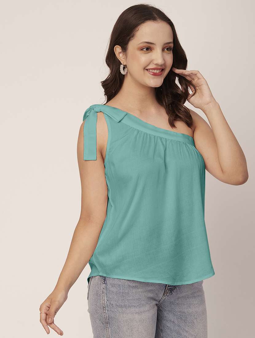 women's straight single shoulder top - 20148983 - Standard Image - 1