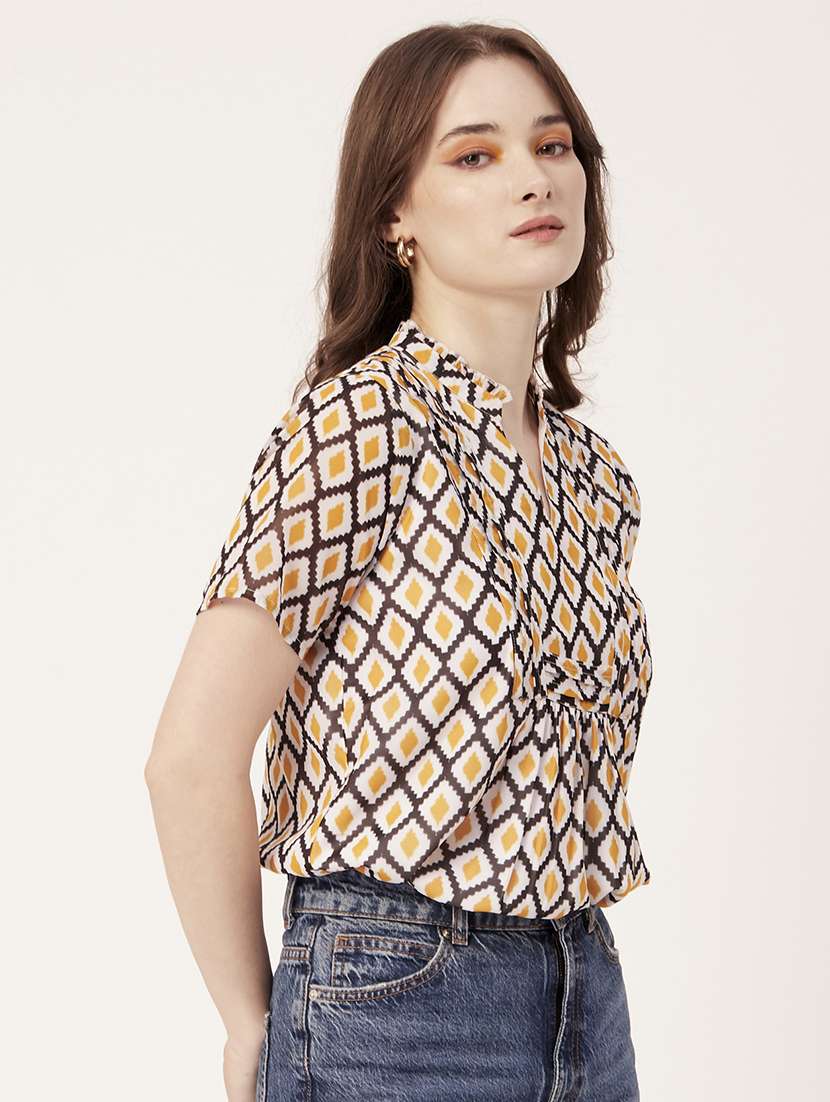 women's straight mandarin neck top - 20149013 -  Standard Image - 1