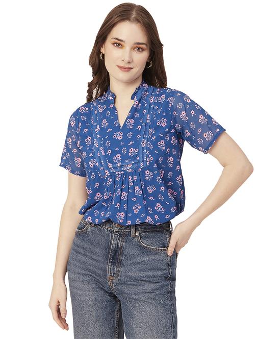 women's crop mandarin neck top - 20149017 - Standard Image - 0