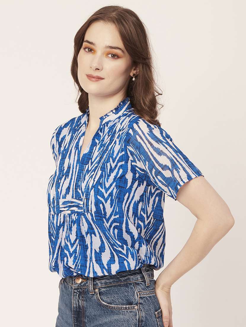 women's straight mandarin neck top - 20149018 -  Standard Image - 1