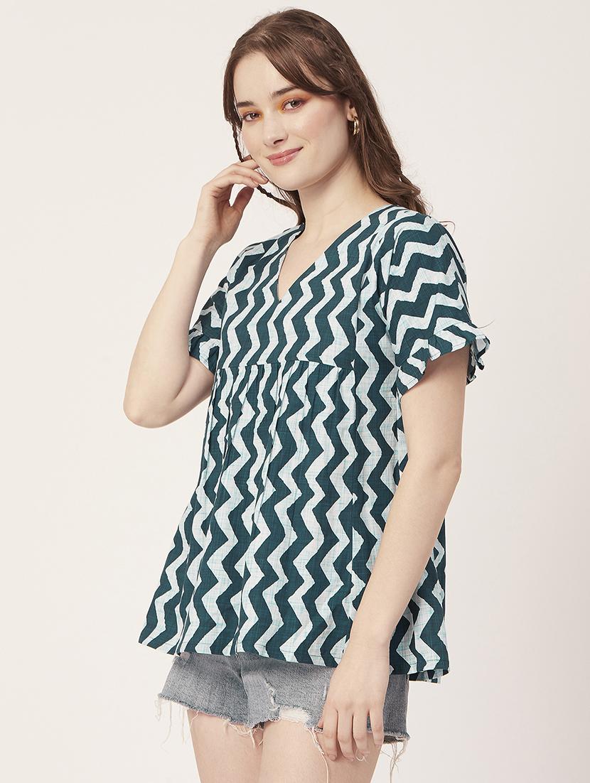 women's a line v neck top - 20149034 - Standard Image - 1