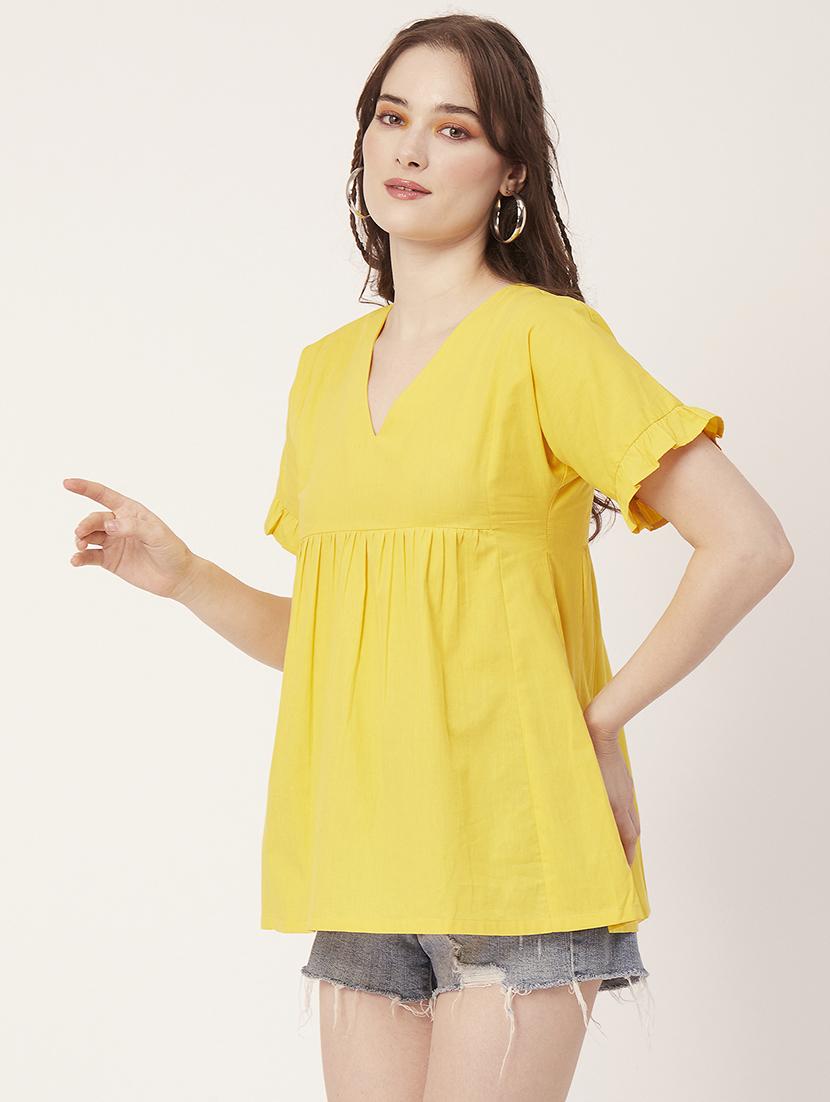 women's flared v neck top - 20149035 - Standard Image - 1